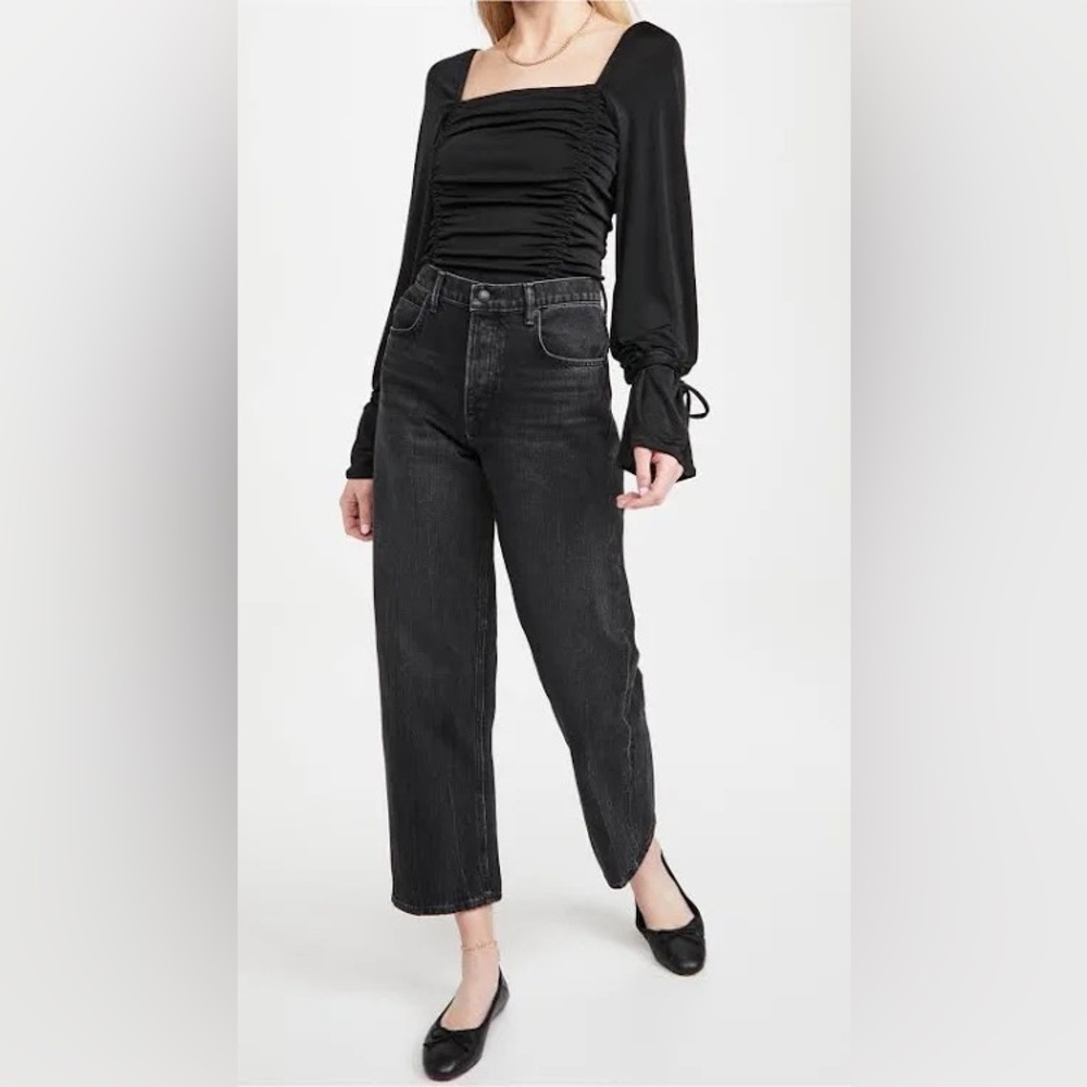 Free People Meant To Be Ruched Bodysuit in Black NWT - Picture 2 of 9